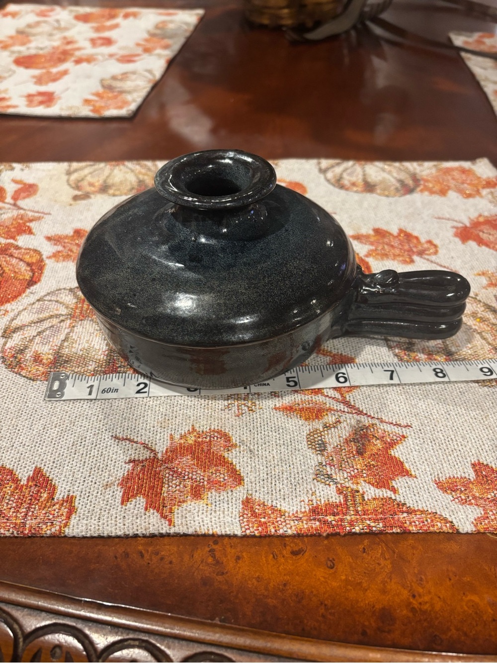 Black Ceramic Sauce Warmer with Handle - Home Kitchen